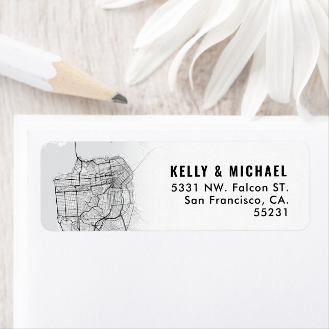 San Francisco Map Themed | Return Label (Insitu)