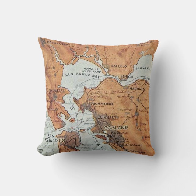 San Francisco Map Throw Pillow (Front)