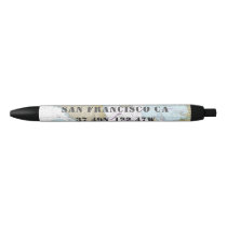 San Francisco Marin County Nautical Chart Blue Ink Pen