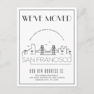 San Francisco Modern Deco Change of Address Announcement Postcard