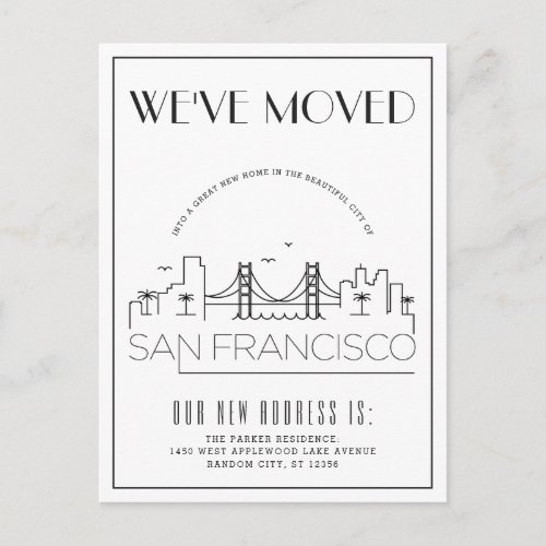 San Francisco Modern Deco  Change of Address Announcement Postcard