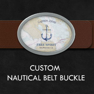San Francisco Nautical Captain, Name, Boat Name Belt Buckle