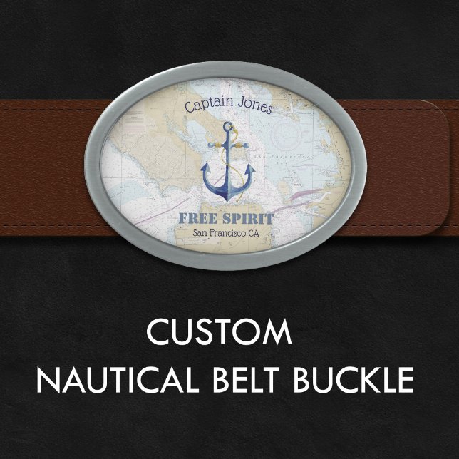 San Francisco Nautical Captain, Name, Boat Name Belt Buckle (San Francisco Nautical Captain, Name, Boat Name Belt Buckle)