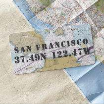 San Francisco Nautical Latitude Longitude License Plate