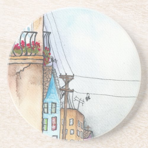 San Francisco Neighborhood Watercolor Coaster