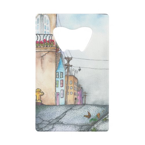 San Francisco Neighborhood Watercolor Credit Card Bottle Opener