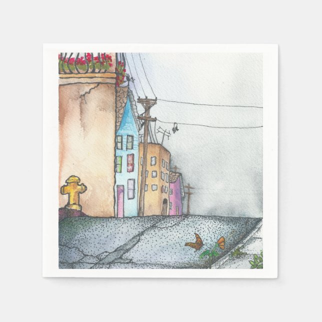 San Francisco Neighborhood Watercolor Paper Napkins (Front)