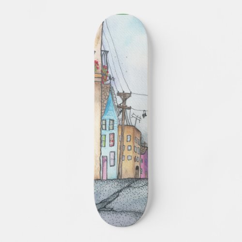 San Francisco Neighborhood Watercolor Skateboard