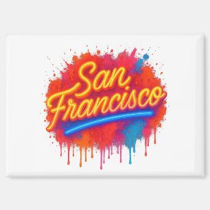 San Francisco Neon Splash Street Art T-Shirt Magnet
