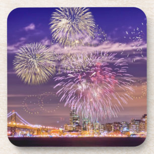 San Francisco New Year Fireworks Beverage Coaster