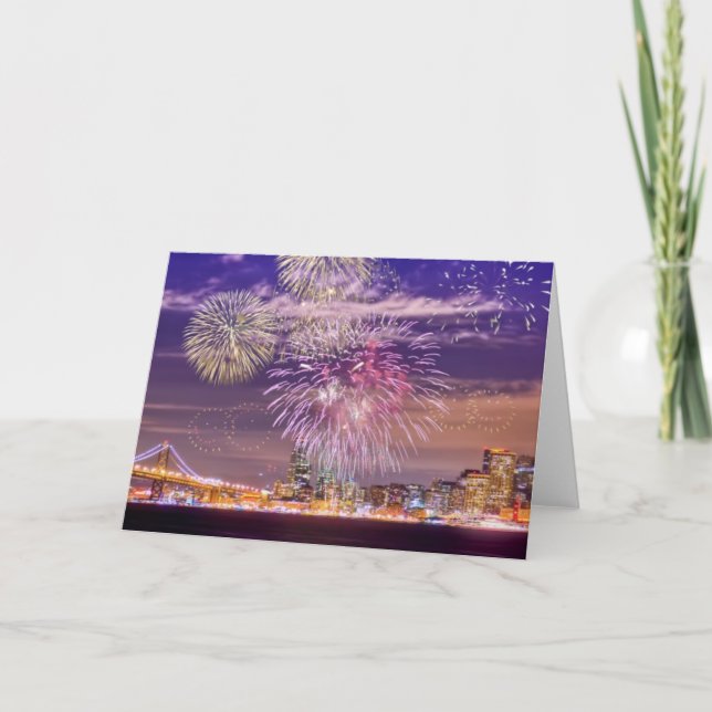 San Francisco New Year Fireworks Holiday Card (Front)