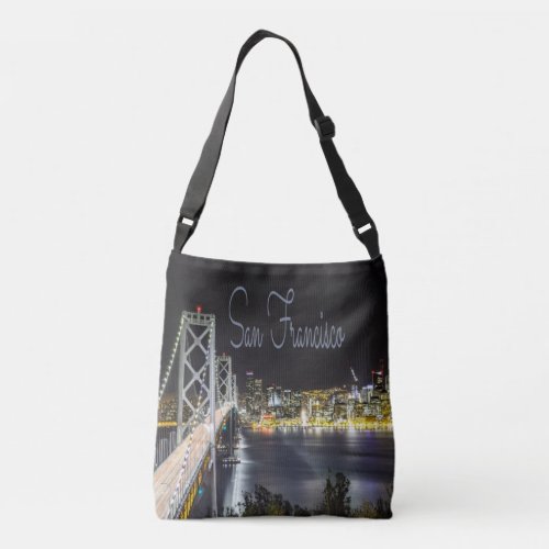 San Francisco Night Sky Line Golden Gate Bridge Crossbody Bag