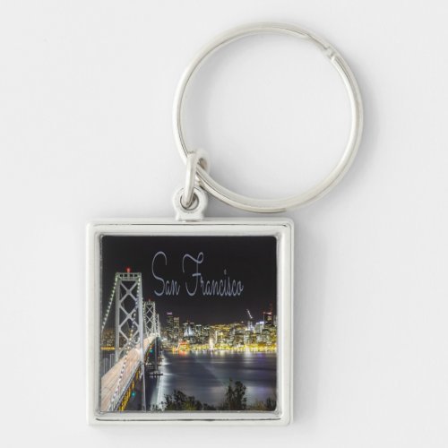 San Francisco Night Sky Line Golden Gate Bridge Keychain