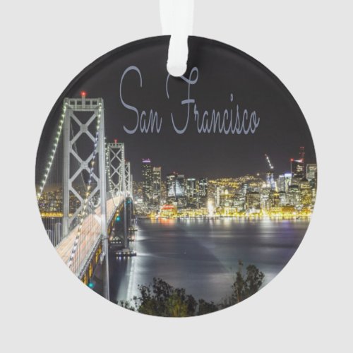 San Francisco Night Sky Line Golden Gate Bridge Ornament