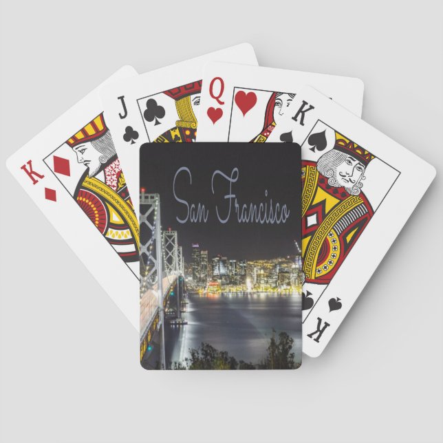 San Francisco Night Sky Line Golden Gate Bridge Poker Cards (Back)