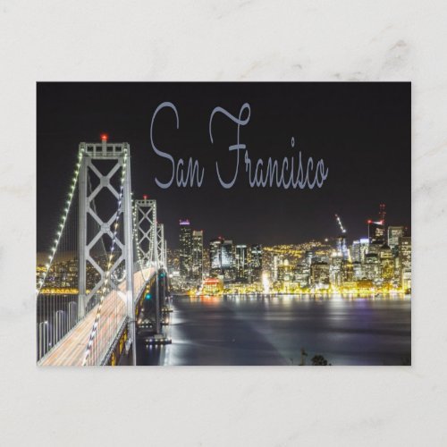 San Francisco Night Sky Line Golden Gate Bridge Postcard