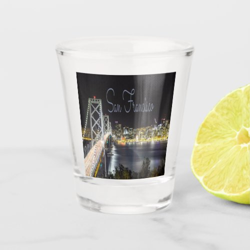 San Francisco Night Sky Line Golden Gate Bridge Shot Glass