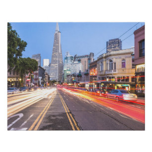 San Francisco North Beach Motion Blur Traffic Faux Canvas Print
