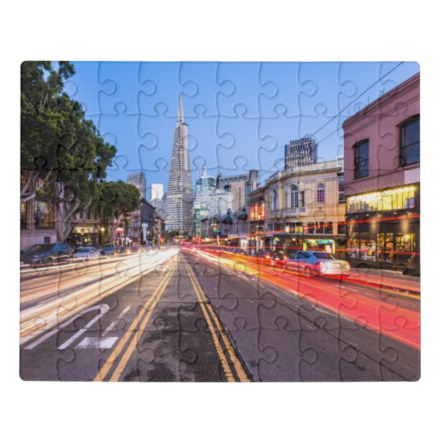 San Francisco North Beach Motion Blur Traffic Jigsaw Puzzle (Puzzle Horizontal)