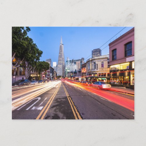 San Francisco North Beach Motion Blur Traffic Postcard