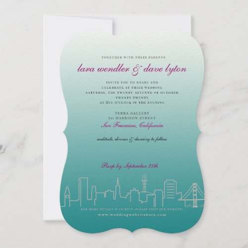 San Francisco Ombre Skyline Wedding Invitation