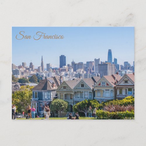 San Francisco Painted Ladies City Skyline Postcard