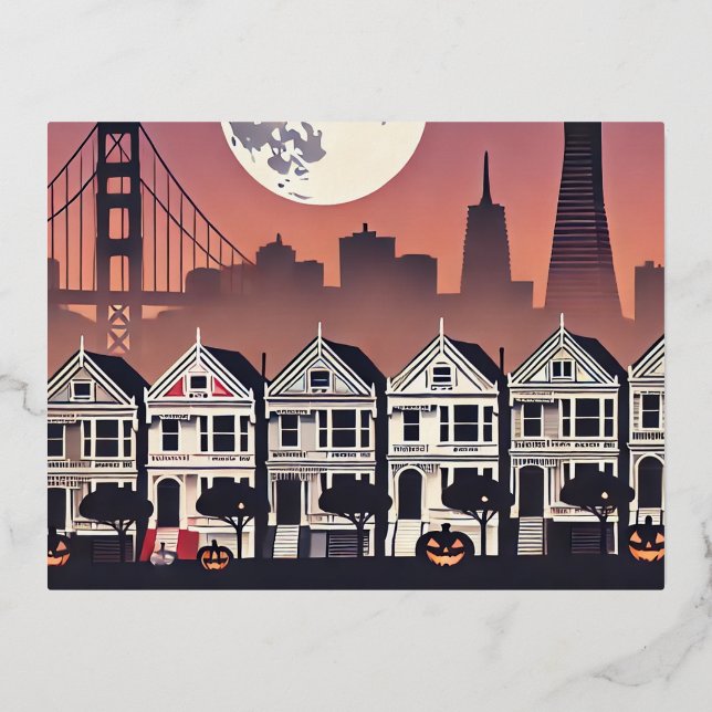 San Francisco Painted Ladies Foil Holiday Postcard (Front)