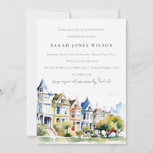 San Francisco Painted Ladies Landscape Birthday Invitation
