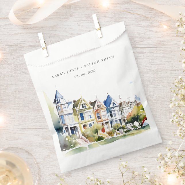San Francisco Painted Ladies Landscape Wedding Favor Bag (Clipped)