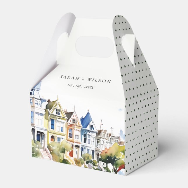 San Francisco Painted Ladies Landscape Wedding Favor Boxes (Front Side)