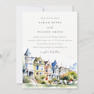 San Francisco Painted Ladies Landscape Wedding Invitation