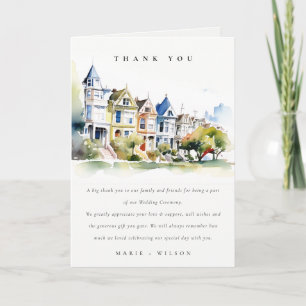 San Francisco Painted Ladies Landscape Wedding Letterpress Thank You Card
