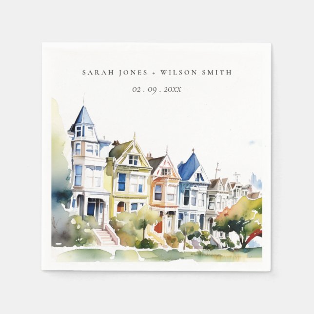 San Francisco Painted Ladies Landscape Wedding Napkins (Front)