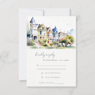 San Francisco Painted Ladies Landscape Wedding RSVP Card
