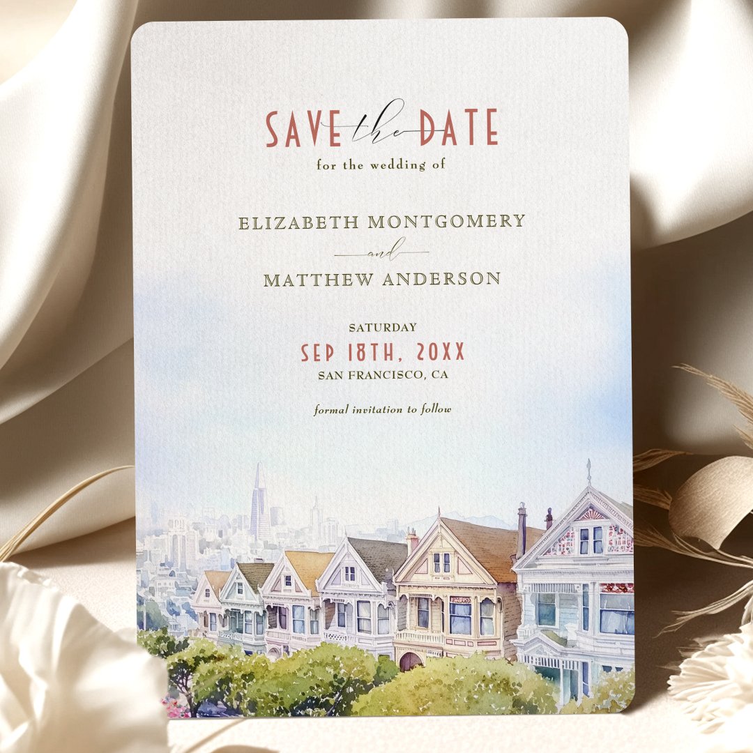 San Francisco Painted Ladies Save the Date                    Invitation