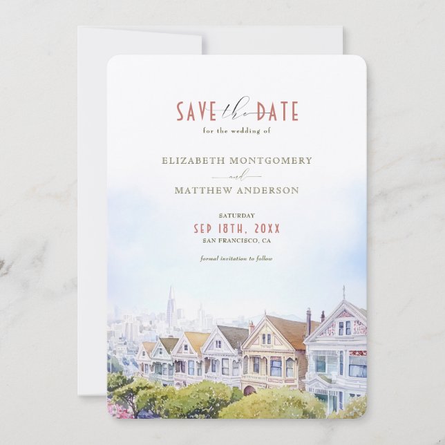 San Francisco Painted Ladies Save the Date Invitation (Front)