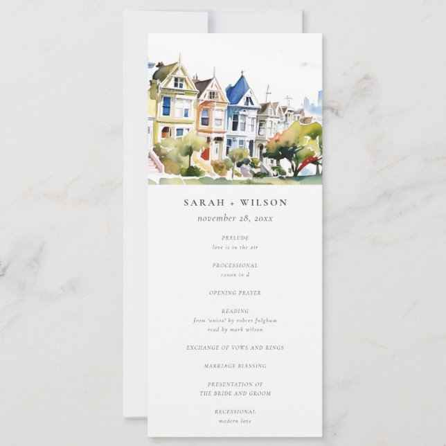 San Francisco Painted Ladies Wedding Program (Front)