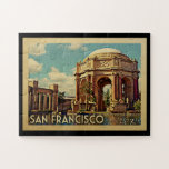 San Francisco Palace California Vintage Travel Jigsaw Puzzle<br><div class="desc">San Francisco Palace California design in Vintage Travel style featuring the Palace of Fine Arts.</div>