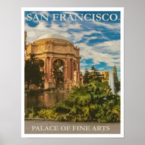 San Francisco Palace of Fine Arts Vintage Travel Poster