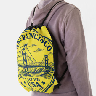 San Francisco passport stamp Drawstring Bag