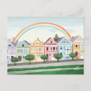 San Francisco Pastel Painted Ladies Blank Postcard