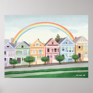 San Francisco Pastel Painted Ladies Poster