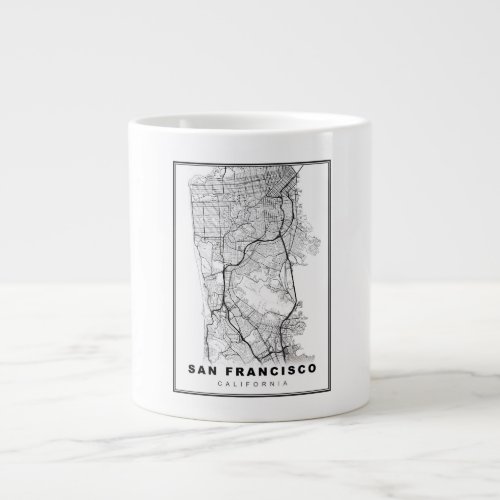 San Francisco Peninsula Map Giant Coffee Mug