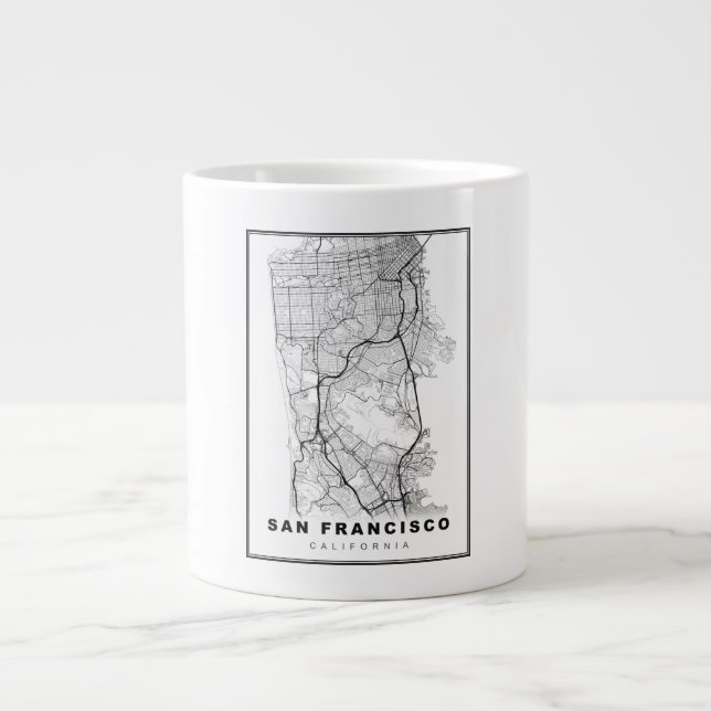San Francisco Peninsula Map Giant Coffee Mug (Front)