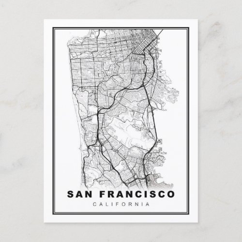 San Francisco Peninsula Map Postcard