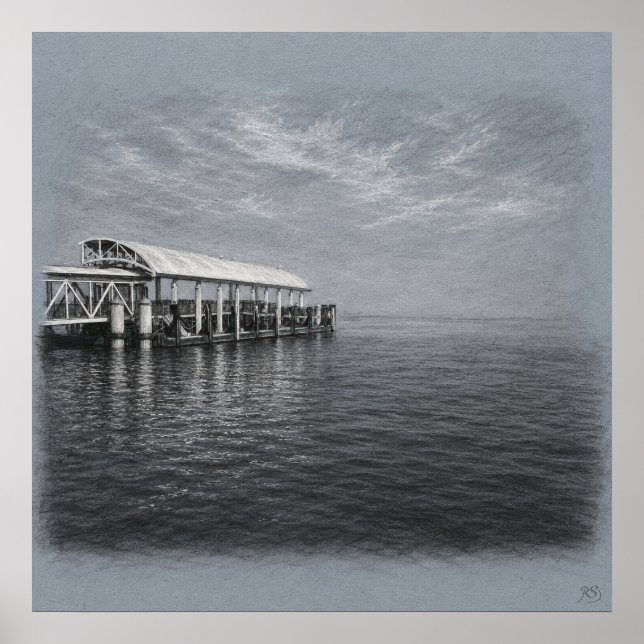 San Francisco Pier And Fog Archival Drawing Print (Front)