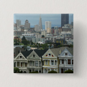 San Francisco Postcard Row City Scene Photography Button