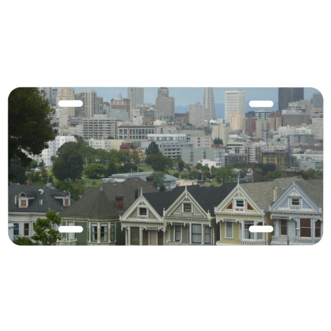 San Francisco Postcard Row City Scene Photography License Plate (Front)