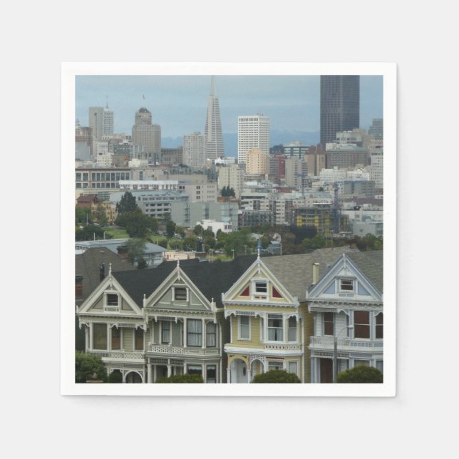 San Francisco Postcard Row City Scene Photography Paper Napkins (Front)