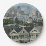 San Francisco Postcard Row City Scene Photography Paper Plates